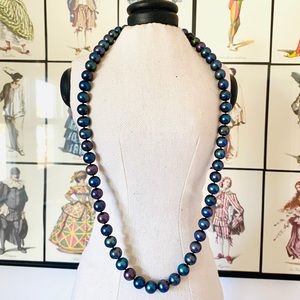 10mm Tahitian Peacock blue pearl necklace, 25”